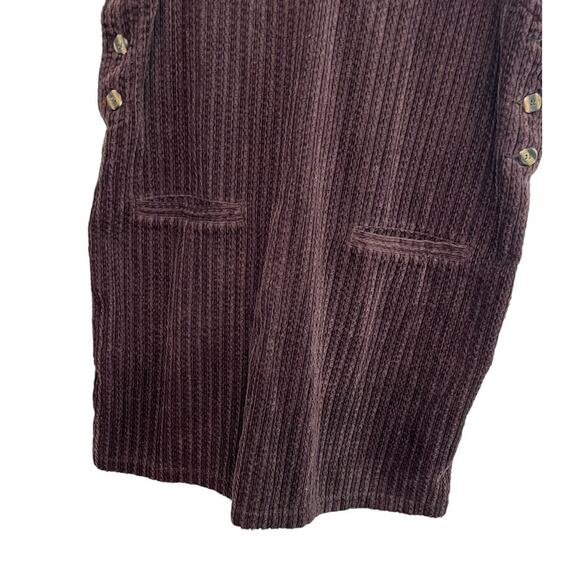 Vintage 90s AMI Paris Jumper Dress Corduroy Brown Medium Pockets Cottagecore - Picture 7 of 9